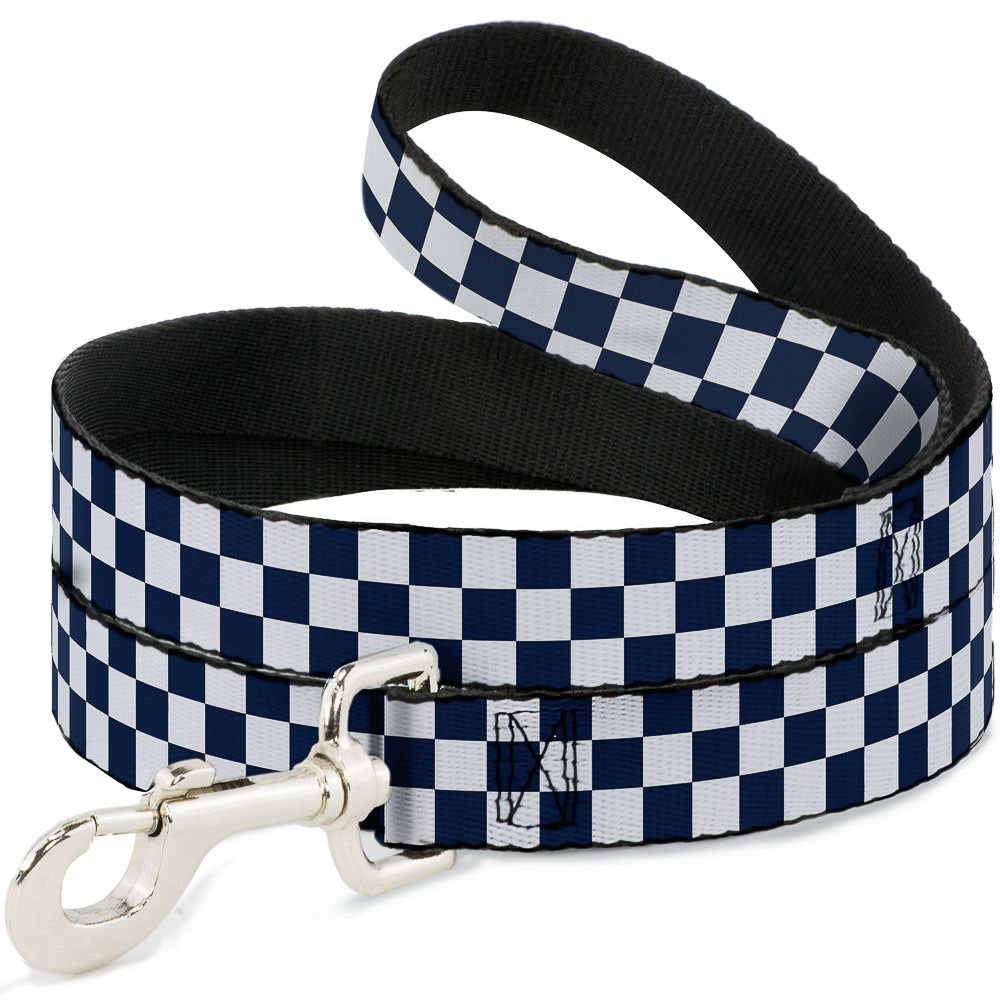 Dog Leash - Checker Sapphire Blue/White Dog Leashes Buckle-Down