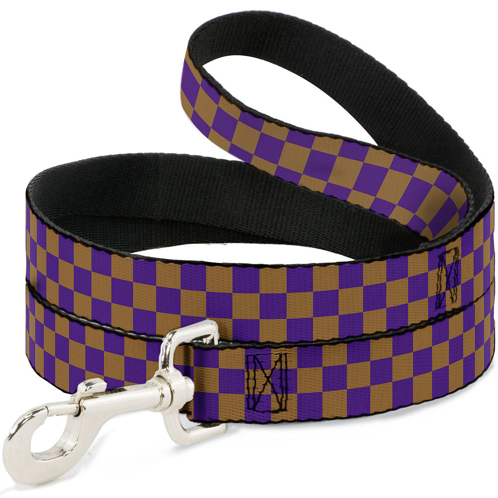 Dog Leash - Checker Purple/Gold Dog Leashes Buckle-Down