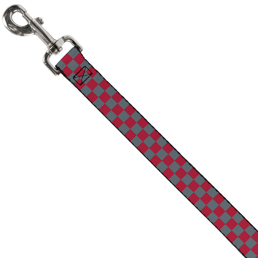 Dog Leash - Checker Crimson Red/Gray Dog Leashes Buckle-Down
