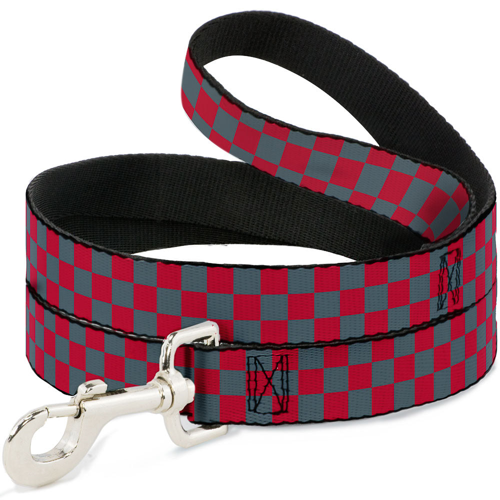 Dog Leash - Checker Crimson Red/Gray Dog Leashes Buckle-Down