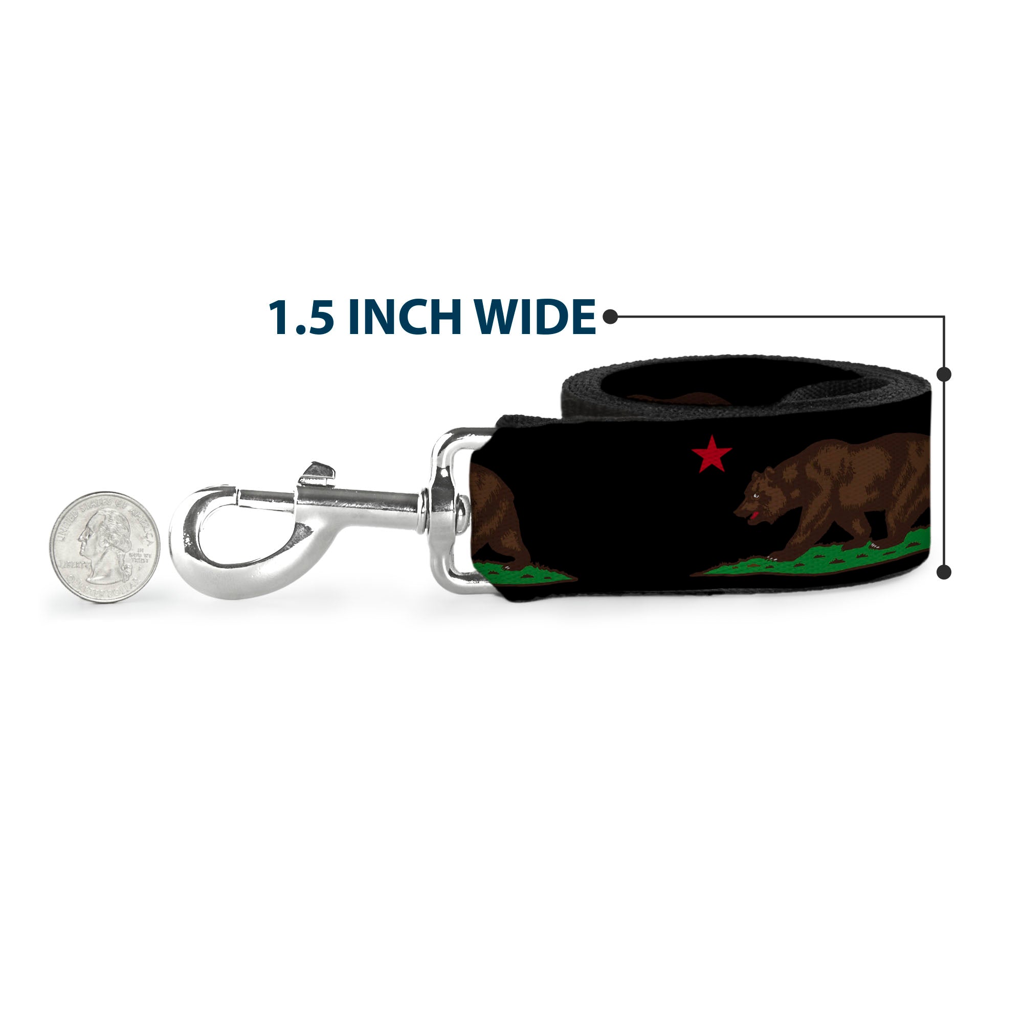 Dog Leash - California Flag Bear Black Dog Leashes Buckle-Down