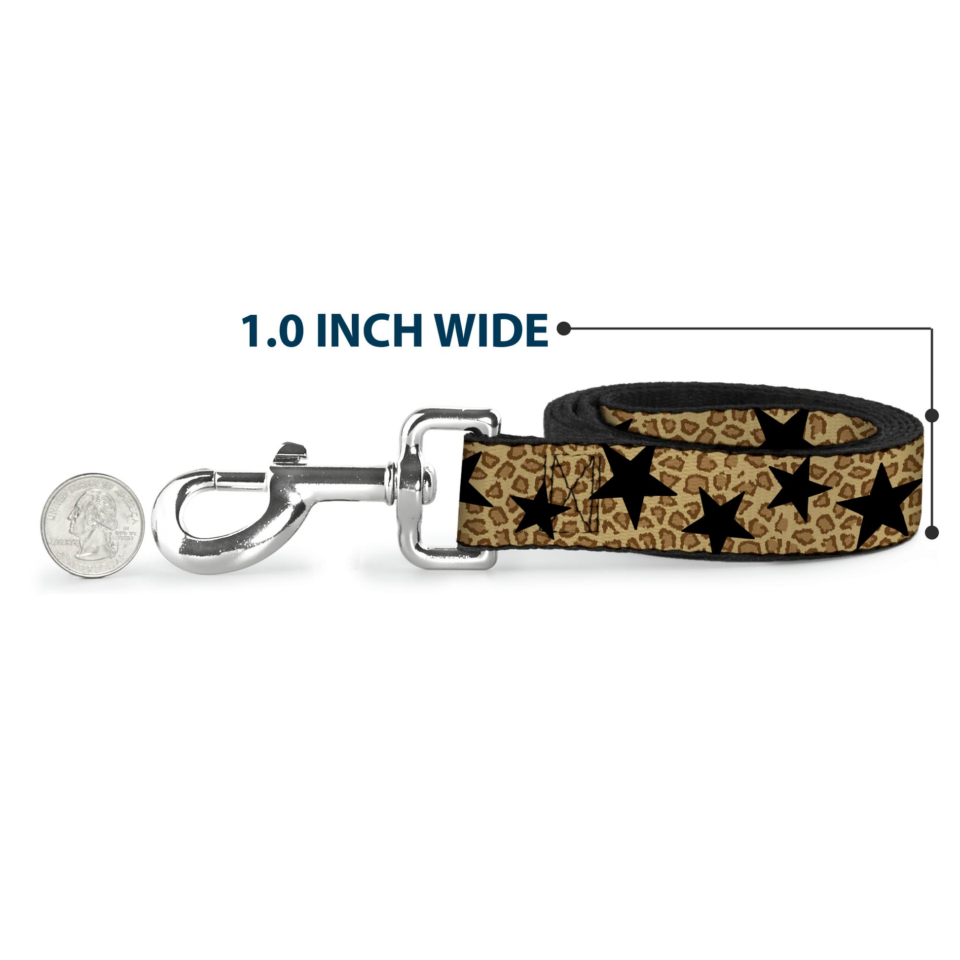 Dog Leash - Cheetah/Stars Tan/Black Dog Leashes Buckle-Down