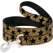 Dog Leash - Cheetah/Stars Tan/Black Dog Leashes Buckle-Down
