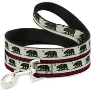 Dog Leash - California Flag Bear Weathered White Dog Leashes Buckle-Down