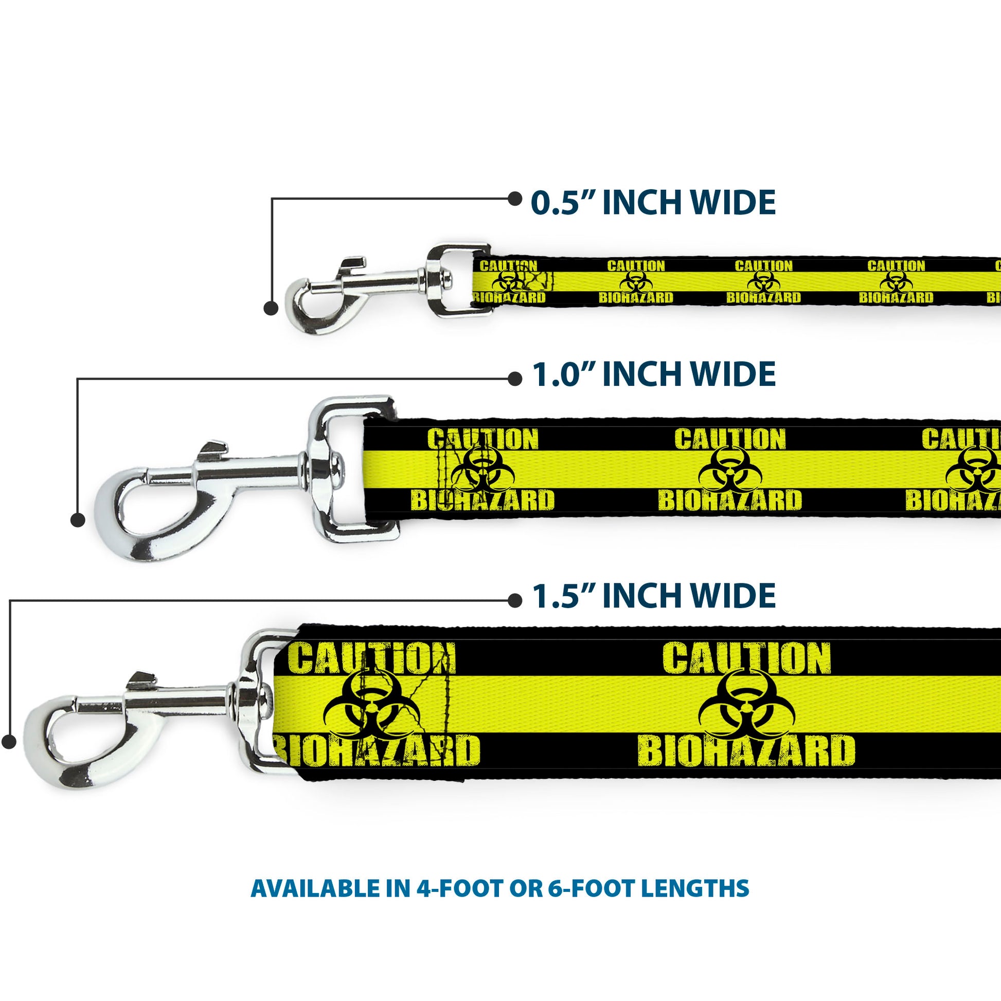Dog Leash - CAUTION BIOHAZARD Black/Yellow Dog Leashes Buckle-Down
