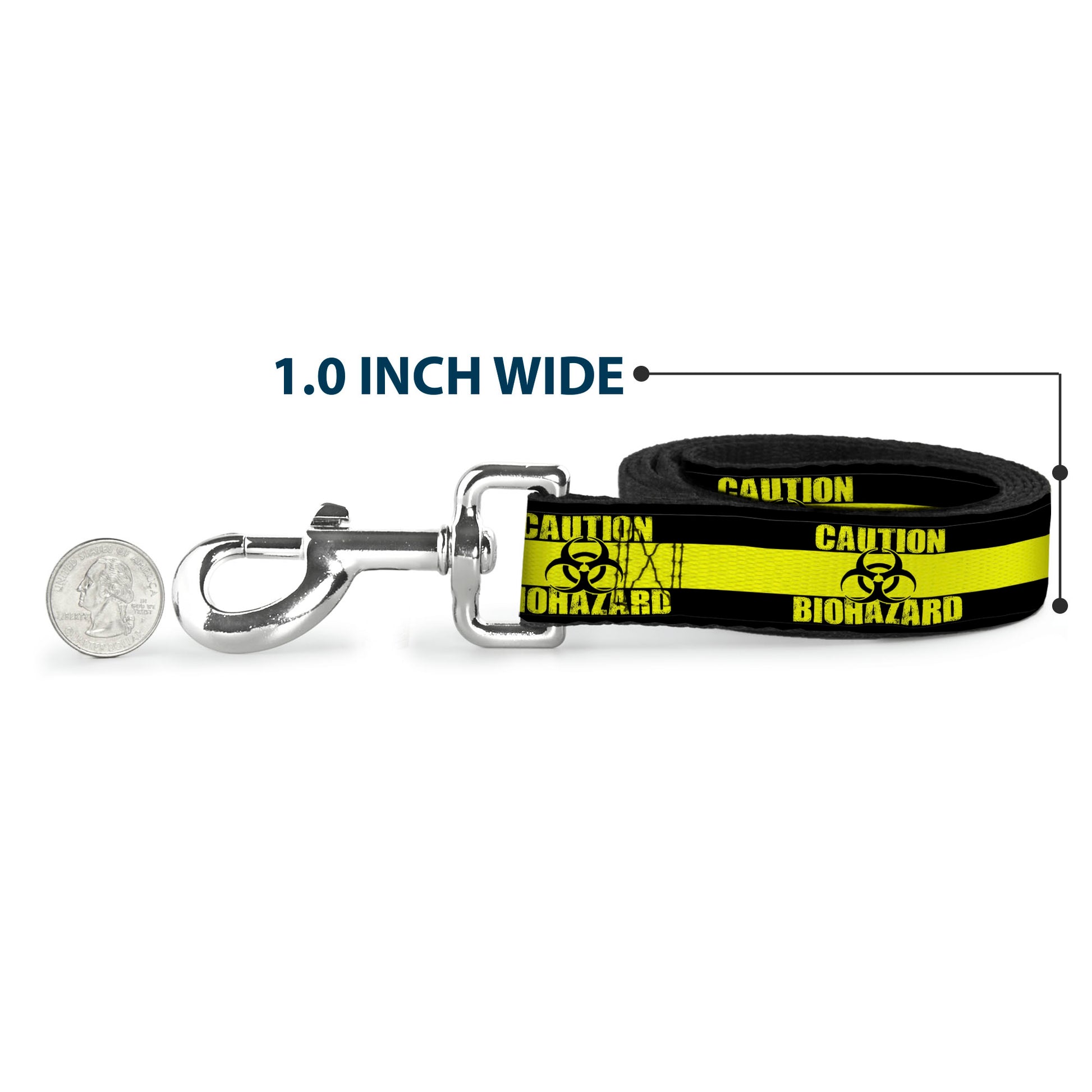 Dog Leash - CAUTION BIOHAZARD Black/Yellow Dog Leashes Buckle-Down