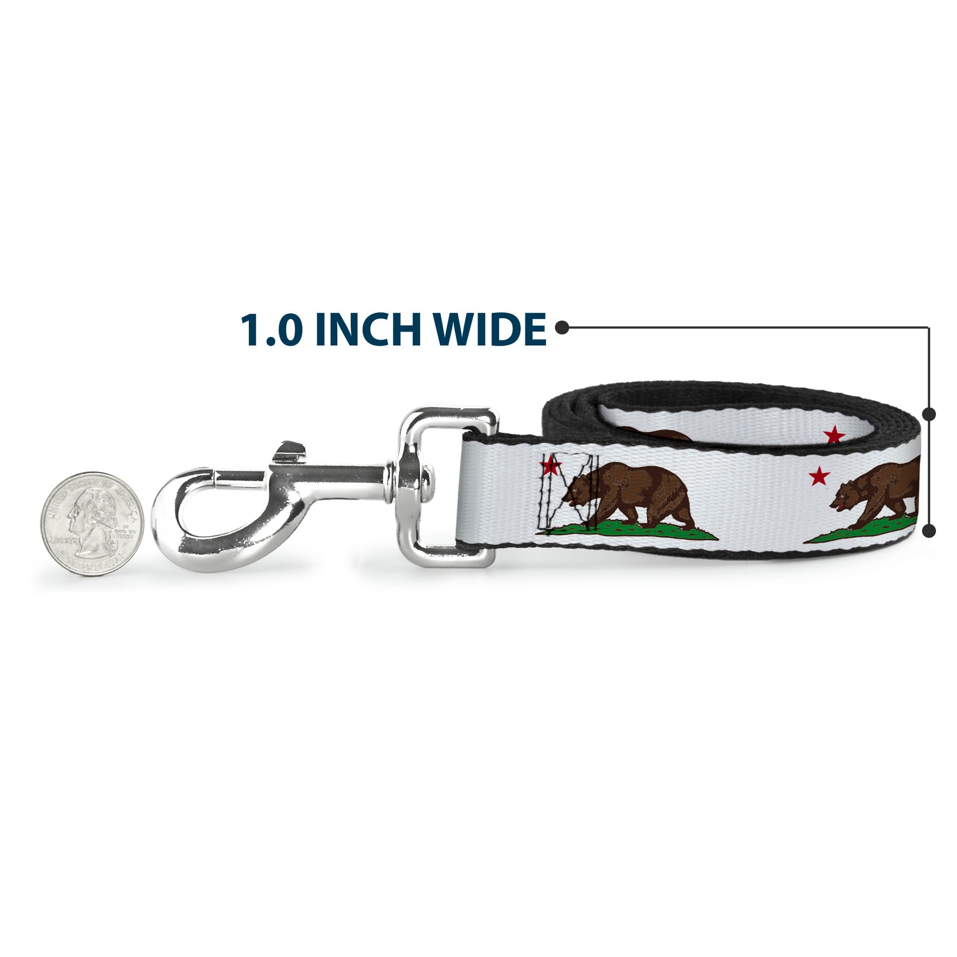 Dog Leash - Cali Bear White Dog Leashes Buckle-Down