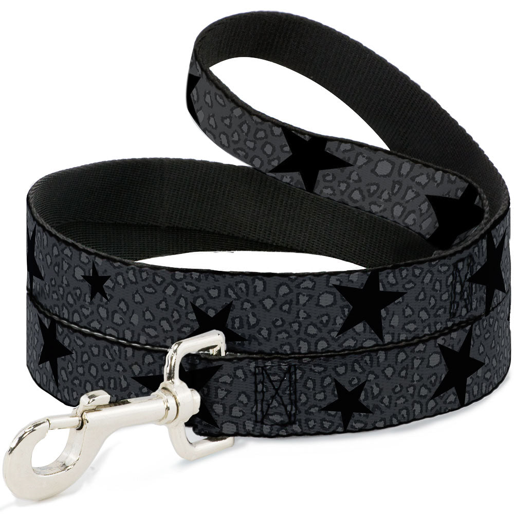 Dog Leash - Cheetah/Stars Gray/Black Dog Leashes Buckle-Down