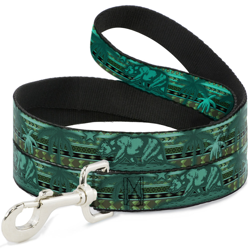 Dog Leash - Cali Bear/Palm Trees/Geometric Green Dog Leashes Buckle-Down