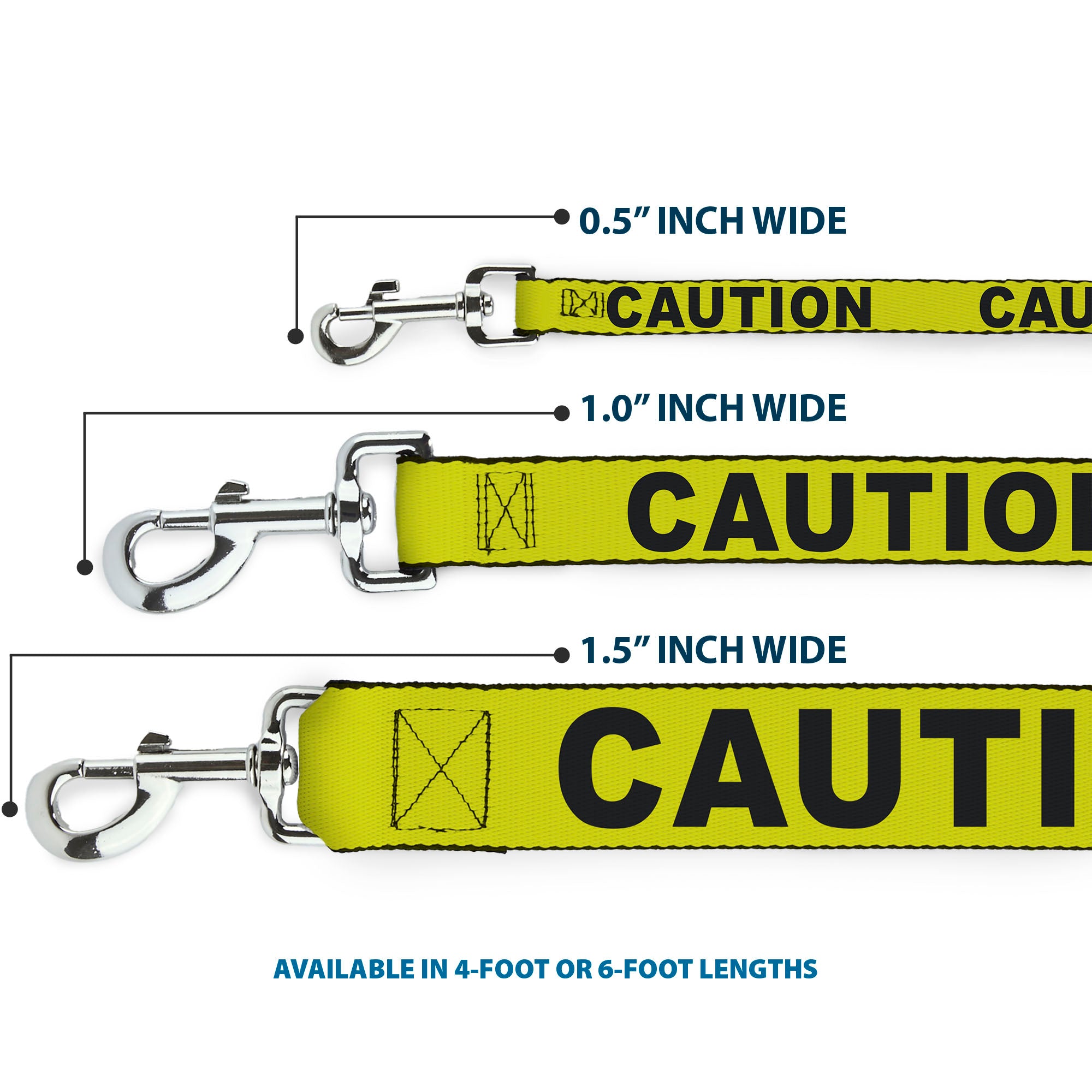 Dog Leash - CAUTION Yellow/Black Dog Leashes Buckle-Down