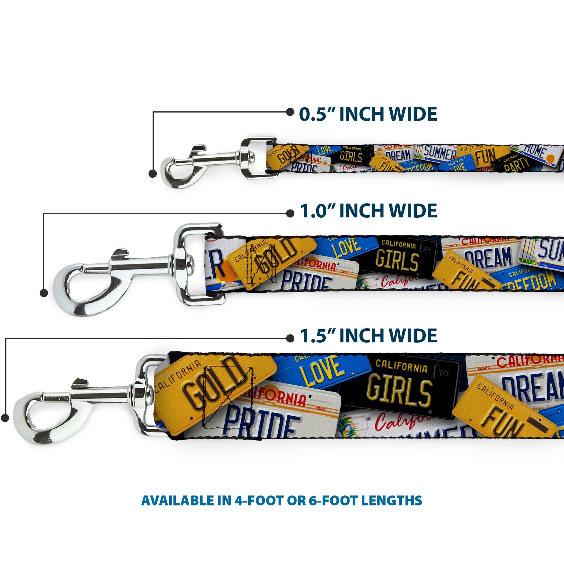 Dog Leash - Cali License Plates Stacked Dog Leashes Buckle-Down