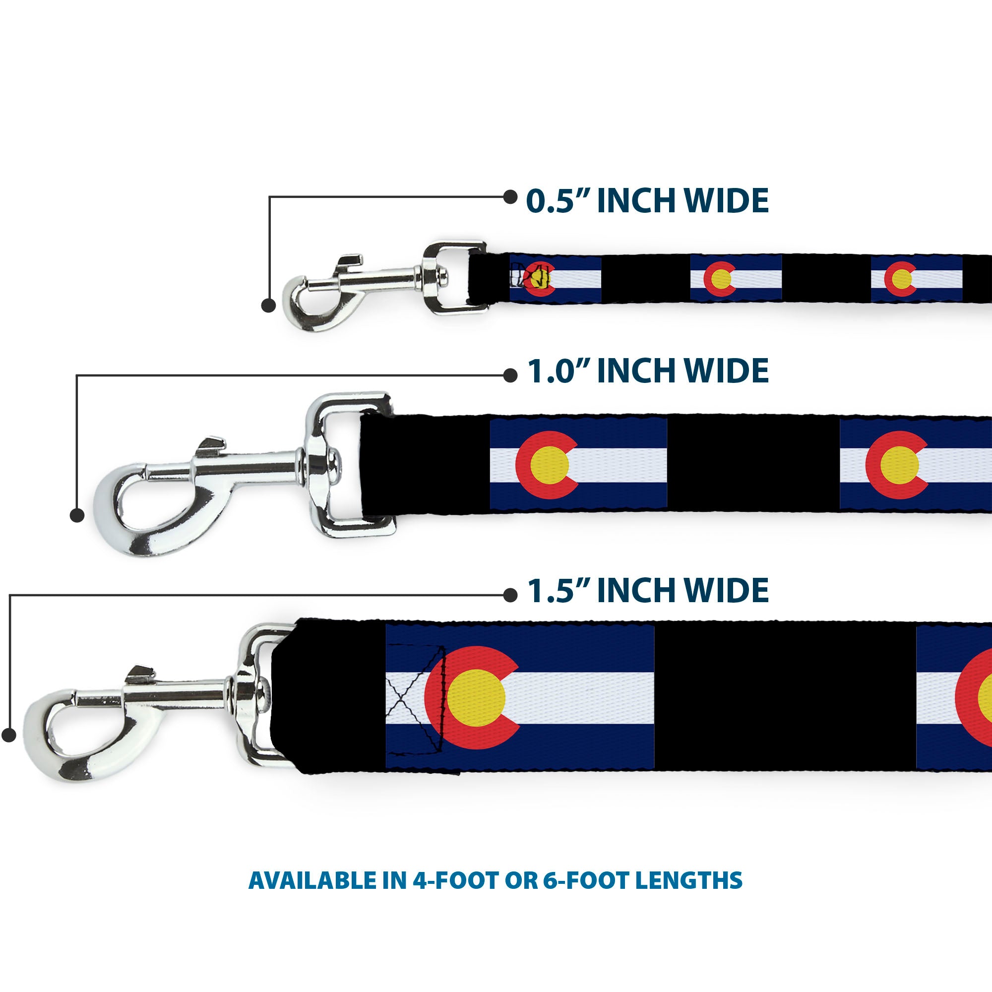 Dog Leash - Colorado Flags3/Black Dog Leashes Buckle-Down