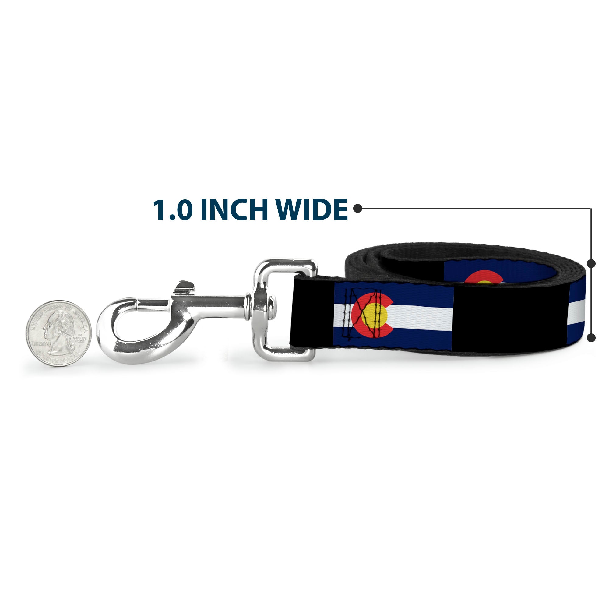 Dog Leash - Colorado Flags3/Black Dog Leashes Buckle-Down