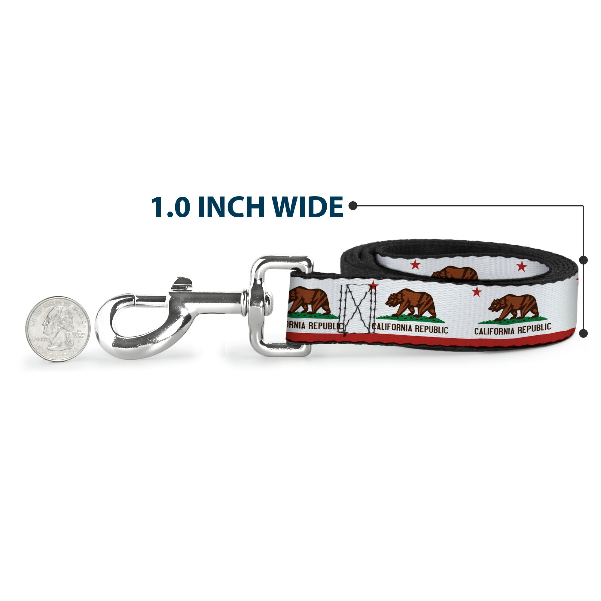 Dog Leash - California State Flag White Dog Leashes Buckle-Down