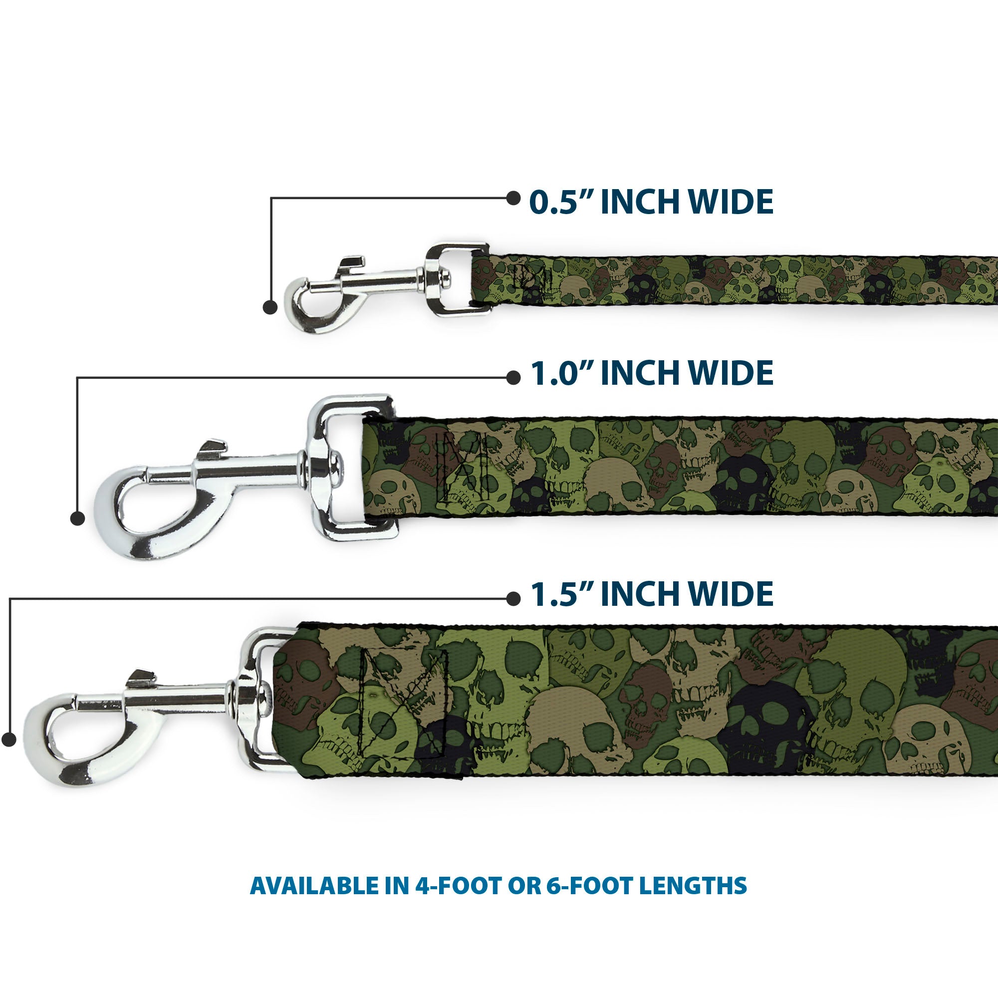 Dog Leash - Camo Olive Skull Yard Dog Leashes Buckle-Down