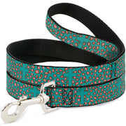 Dog Leash - Cross Repeat Leopard Turquoise/Pink Dog Leashes Buckle-Down
