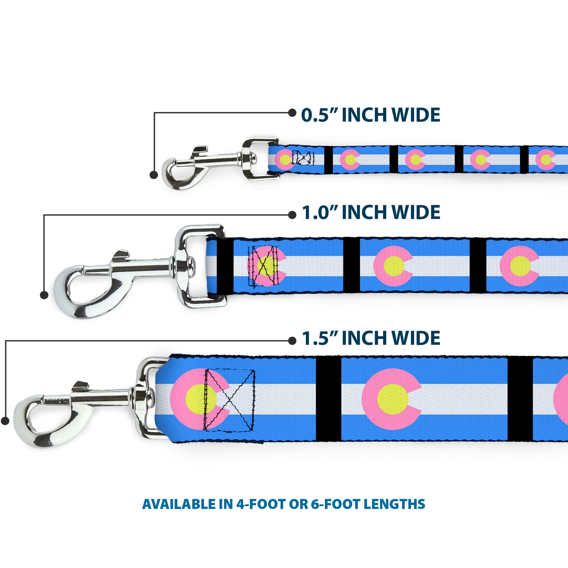 Dog Leash - Colorado Flags Pastel Dog Leashes Buckle-Down