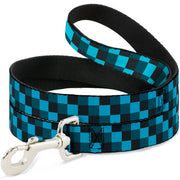 Dog Leash - Checker Trio Baby Blue/Black/Turquoise Dog Leashes Buckle-Down