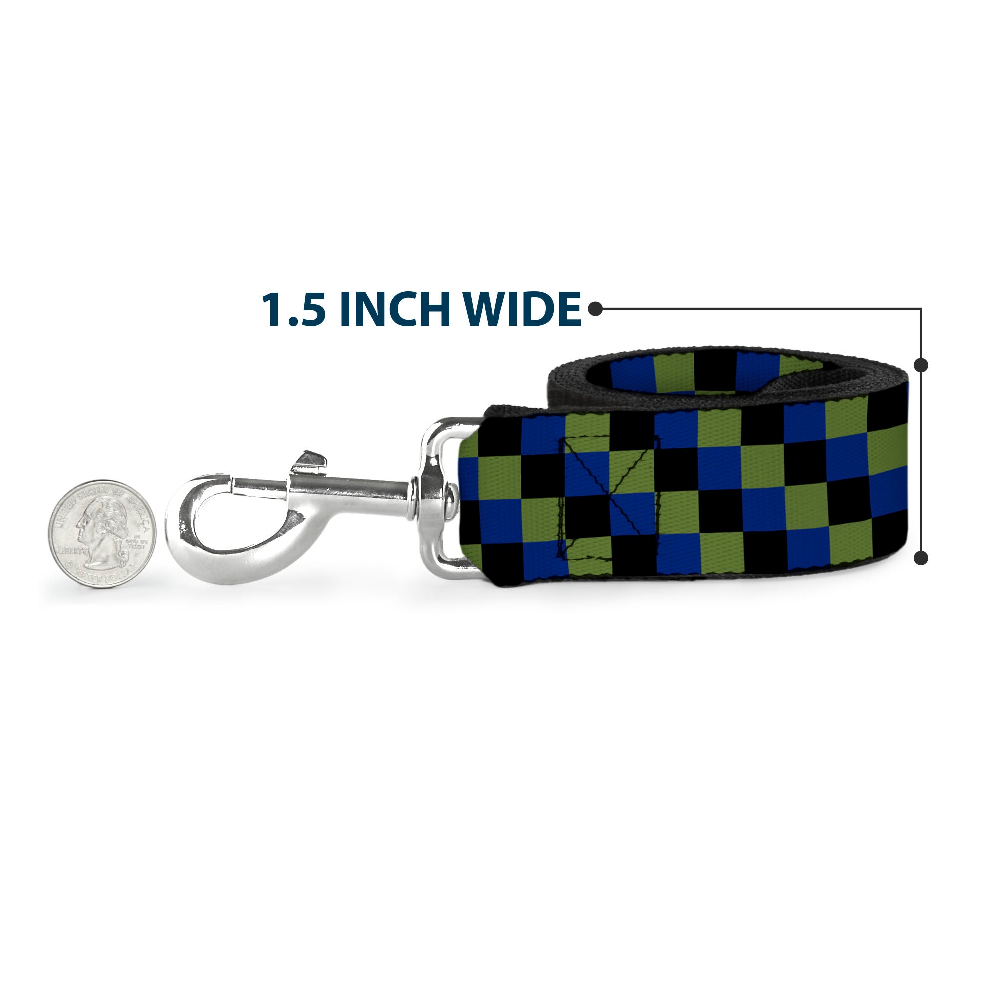 Dog Leash - Checker Trio Green/Black/Blue Dog Leashes Buckle-Down