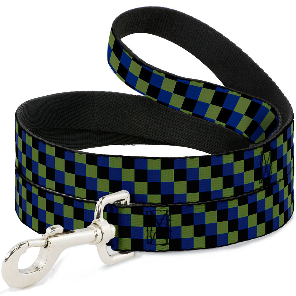 Dog Leash - Checker Trio Green/Black/Blue Dog Leashes Buckle-Down