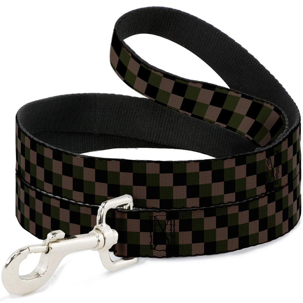 Dog Leash - Checker Trio Tan/Black/Olive Dog Leashes Buckle-Down