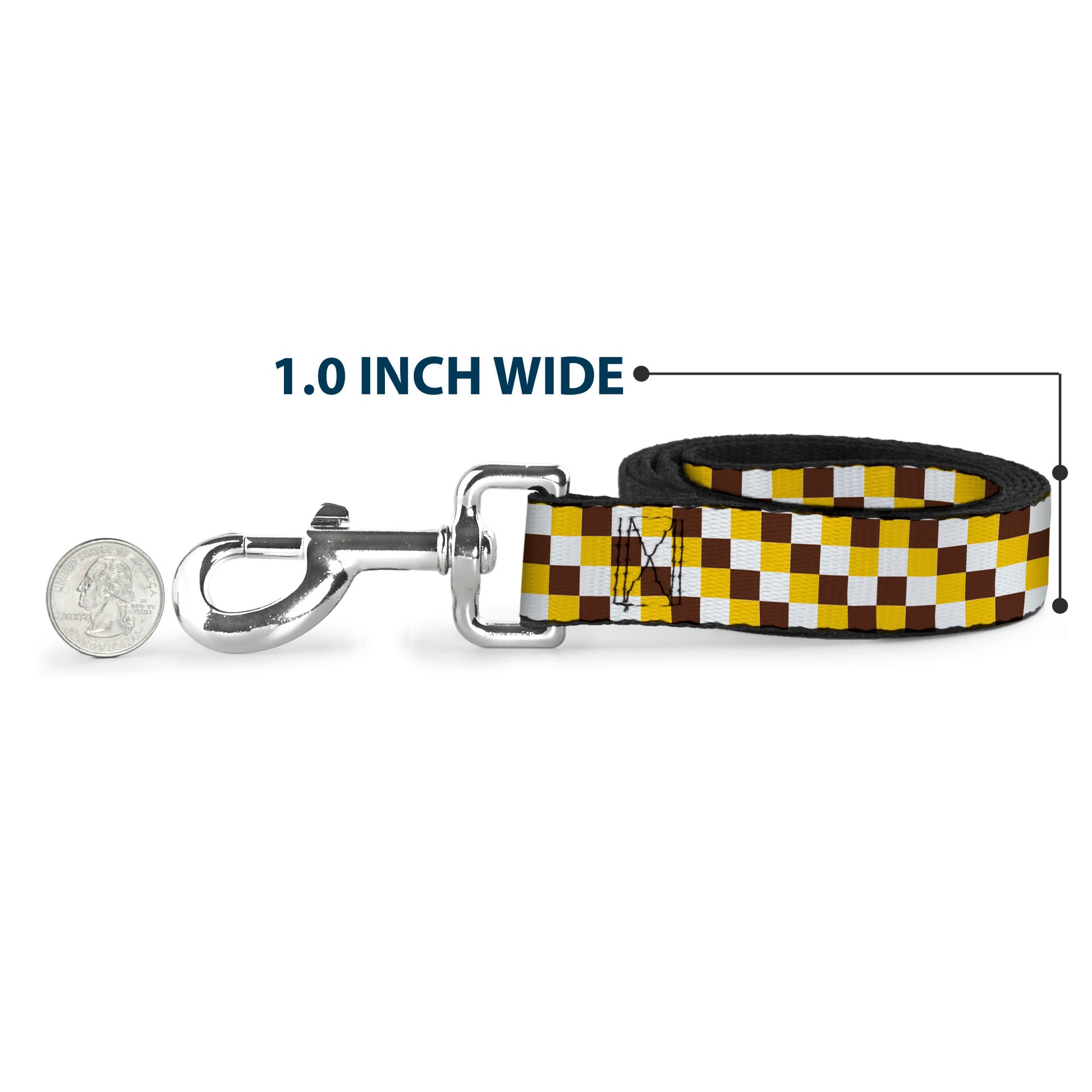 Dog Leash - Checker White/Gold/Brown Dog Leashes Buckle-Down