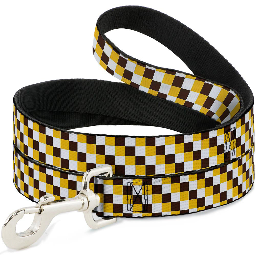 Dog Leash - Checker White/Gold/Brown Dog Leashes Buckle-Down