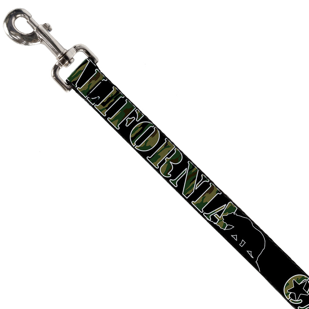 Dog Leash - CALIFORNIA/Bear Silhouette Black/Camo Olive Dog Leashes Buckle-Down