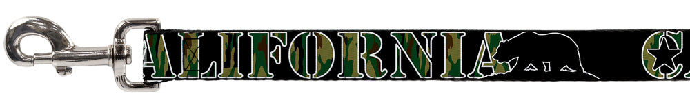 Dog Leash - CALIFORNIA/Bear Silhouette Black/Camo Olive Dog Leashes Buckle-Down