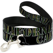 Dog Leash - CALIFORNIA/Bear Silhouette Black/Camo Olive Dog Leashes Buckle-Down
