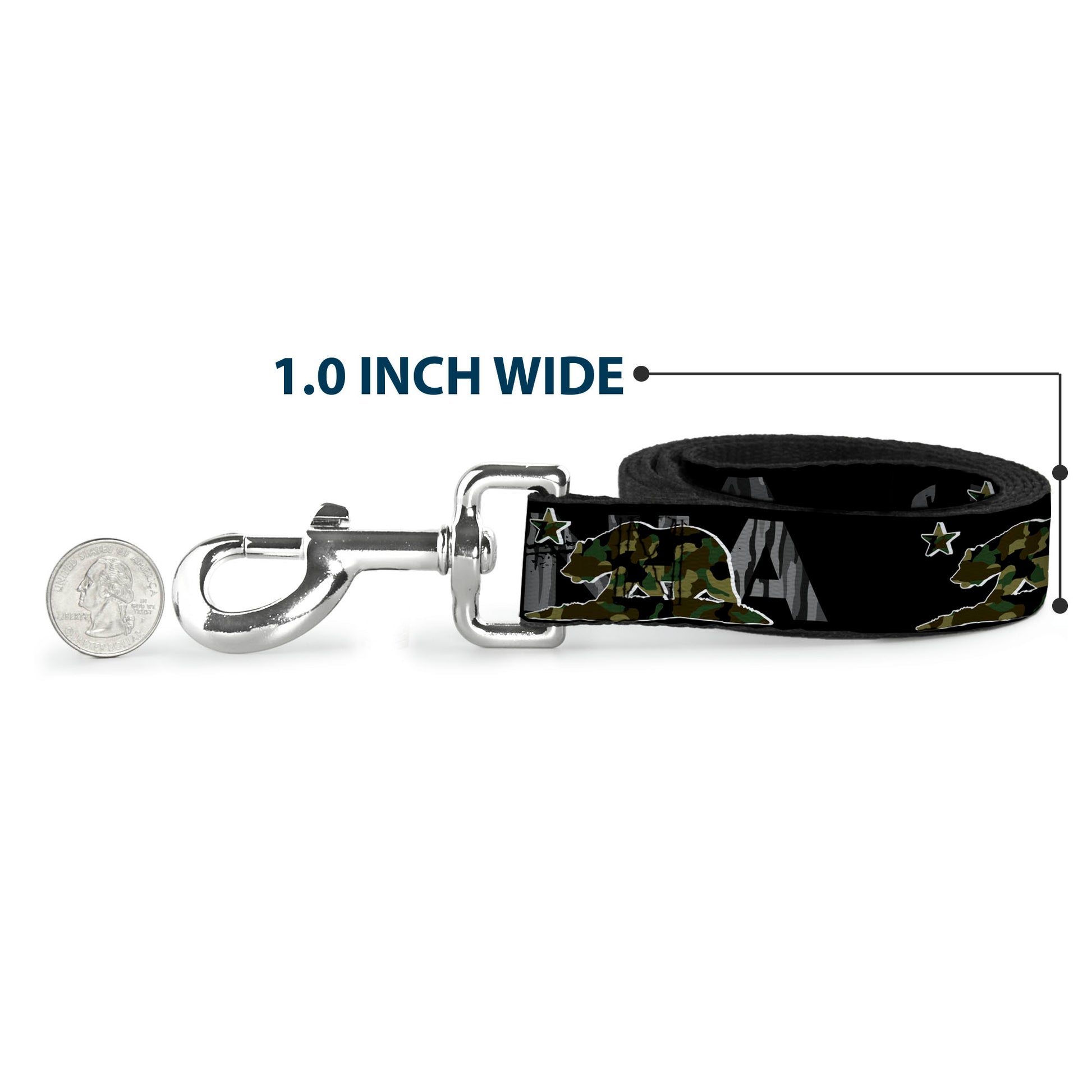 Dog Leash - CALIFORNIA/Flag Bear Black/Camo Gray/Camo Olive Dog Leashes Buckle-Down