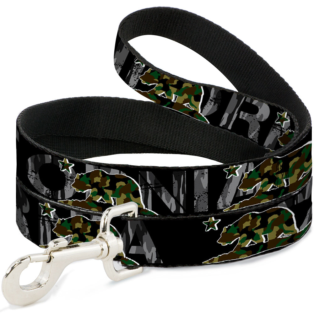 Dog Leash - CALIFORNIA/Flag Bear Black/Camo Gray/Camo Olive Dog Leashes Buckle-Down