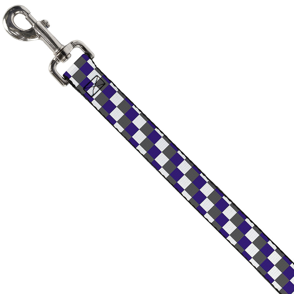 Dog Leash - Checker Gray/Purple/White Dog Leashes Buckle-Down