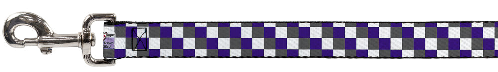 Dog Leash - Checker Gray/Purple/White Dog Leashes Buckle-Down