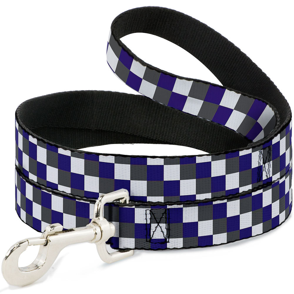 Dog Leash - Checker Gray/Purple/White Dog Leashes Buckle-Down