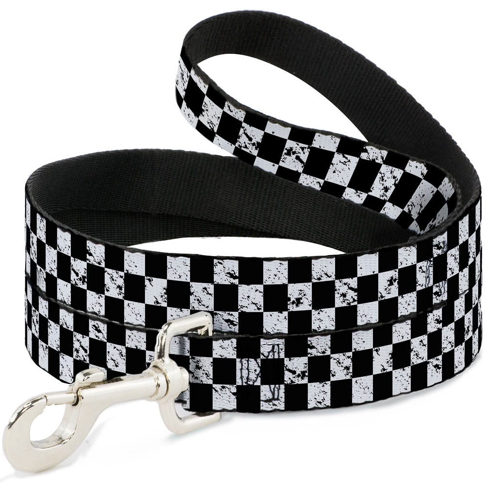 Dog Leash - Checker Weathered2 Black/White Dog Leashes Buckle-Down