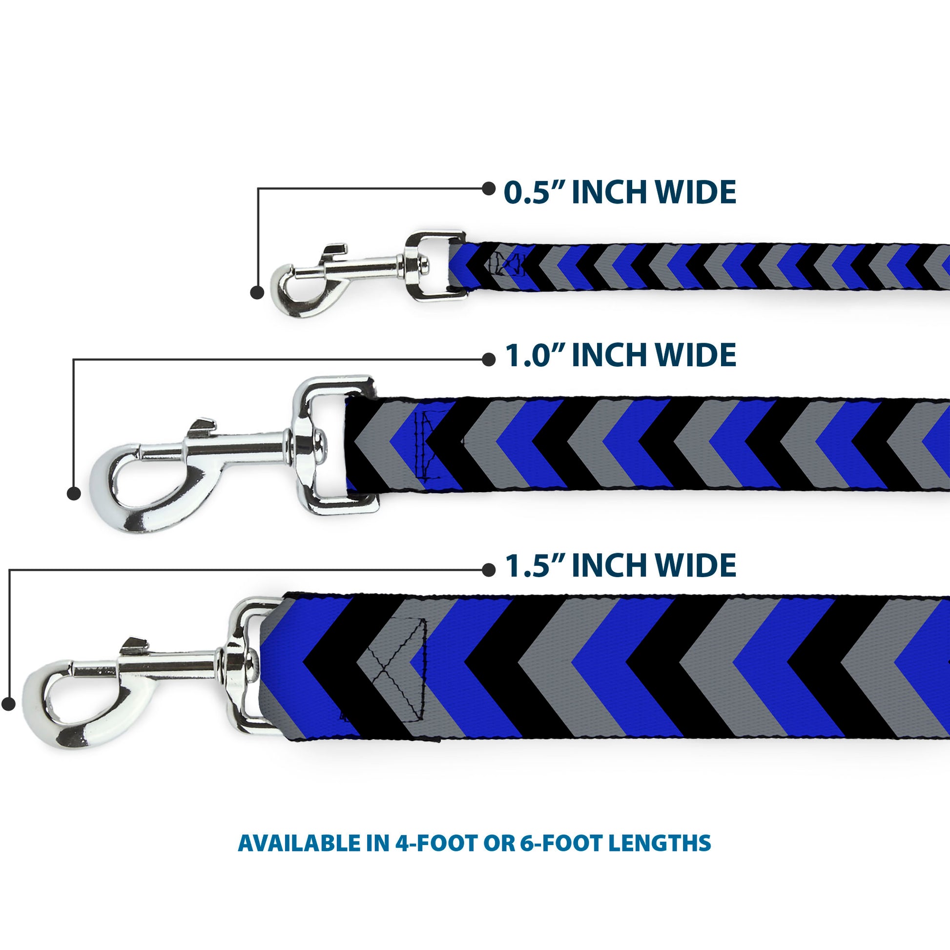Dog Leash - Chevron Blue/Black/Gray Dog Leashes Buckle-Down