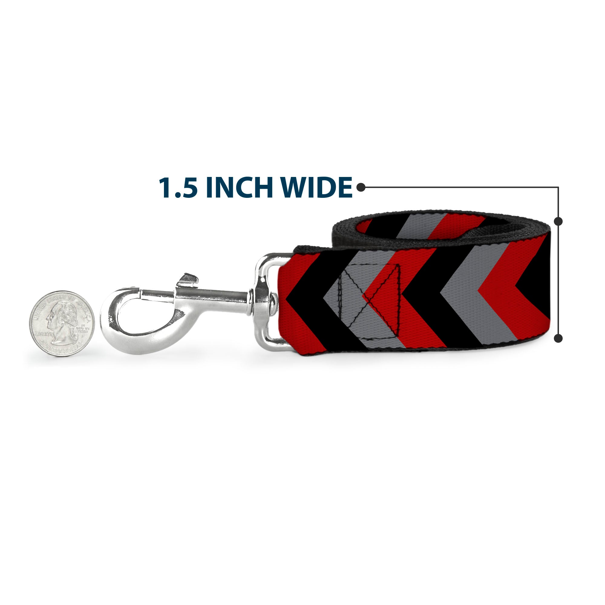 Dog Leash - Chevron Red/Black/Gray Dog Leashes Buckle-Down