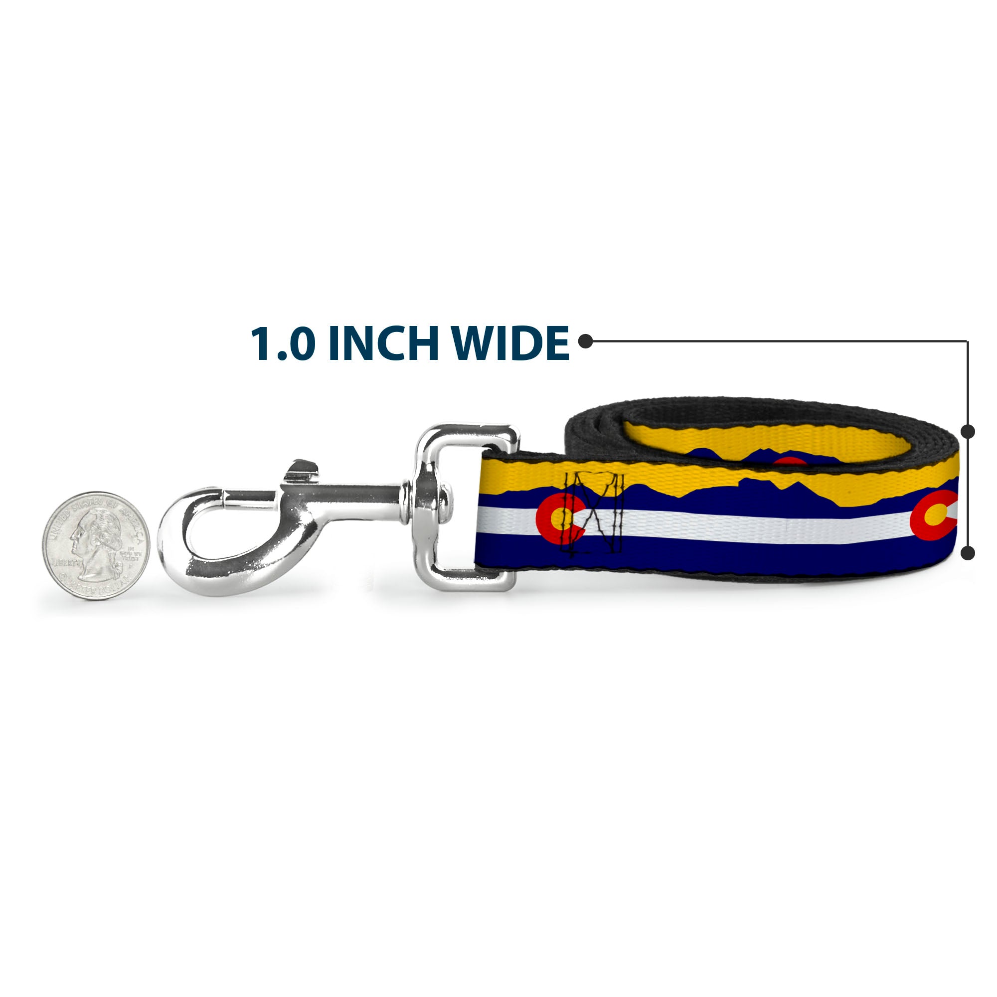 Dog Leash - Colorado Flag/Mountain Silhouette Yellow Dog Leashes Buckle-Down
