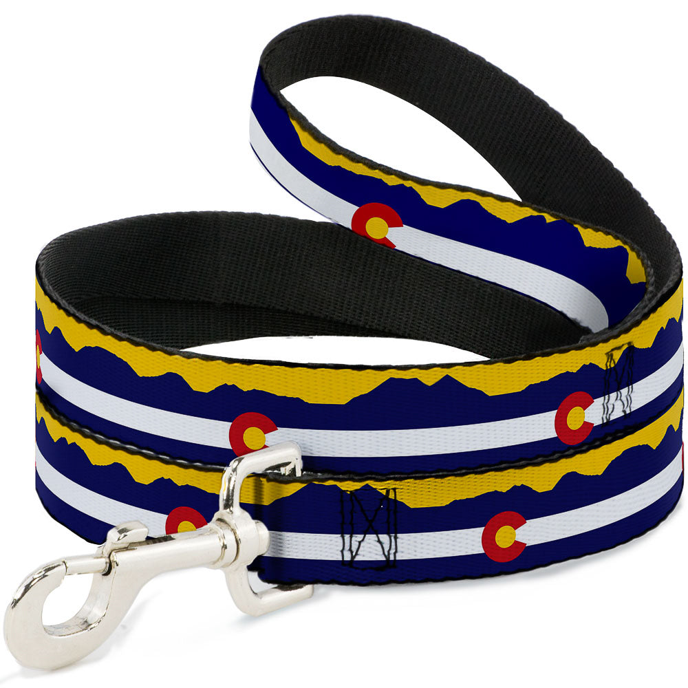 Dog Leash - Colorado Flag/Mountain Silhouette Yellow Dog Leashes Buckle-Down