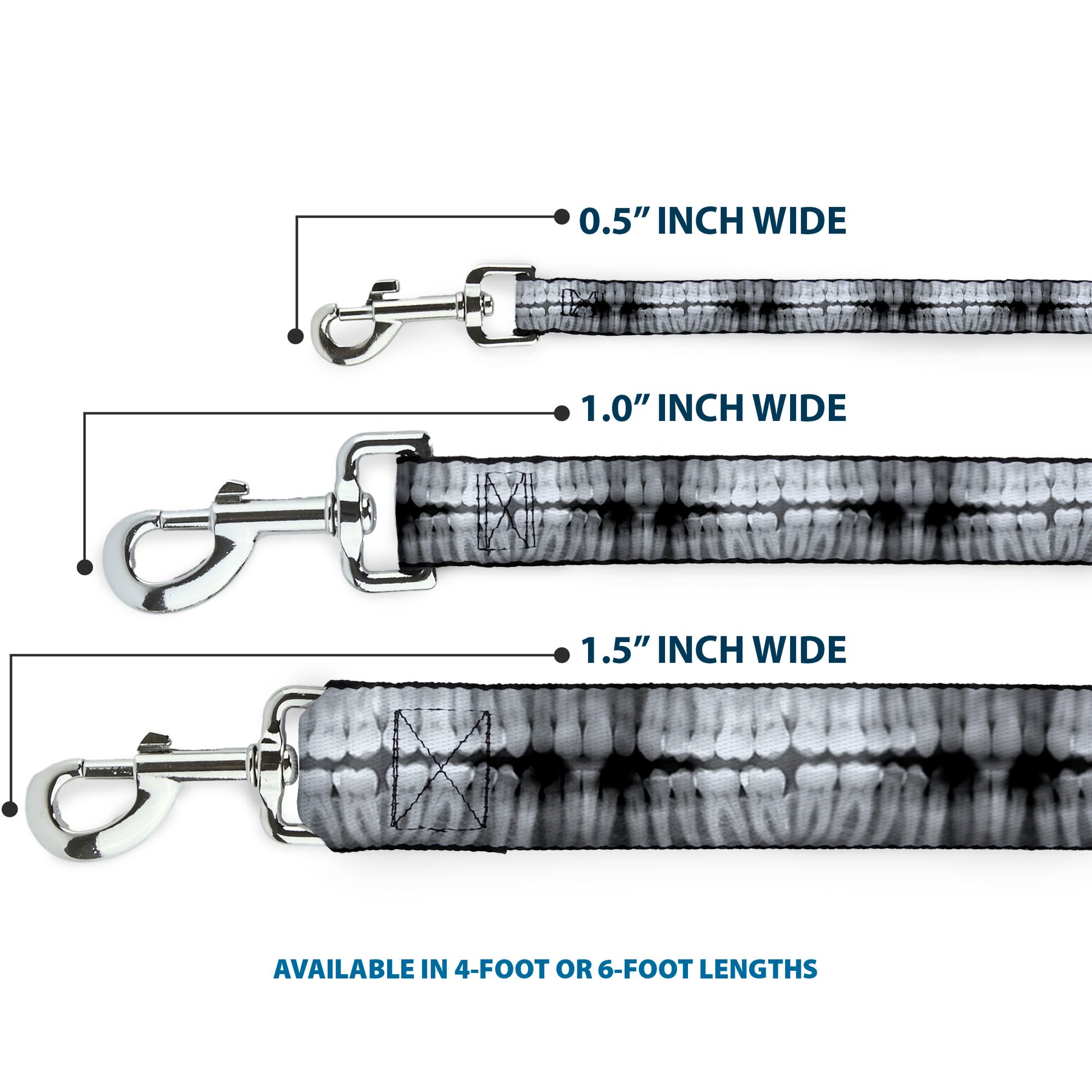 Dog Leash - Dental X-Rays Black/White Dog Leashes Buckle-Down