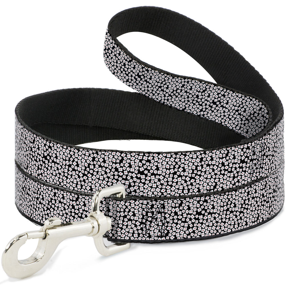 Dog Leash - Ditsy Floral Black/White/Red Dog Leashes Buckle-Down