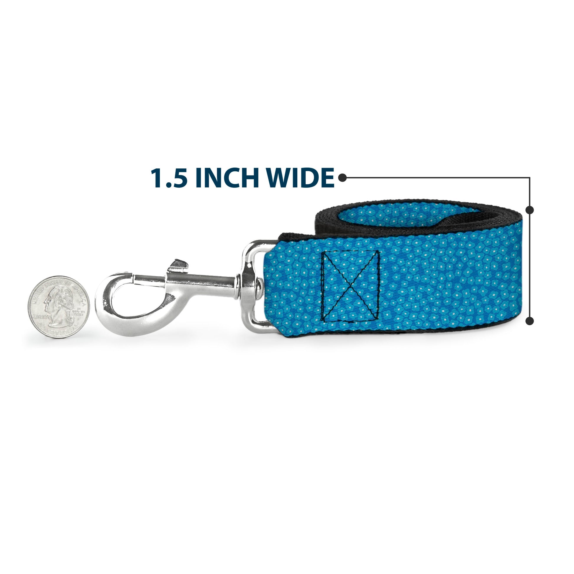 Dog Leash - Ditsy Floral Blue/Light Blue/White Dog Leashes Buckle-Down