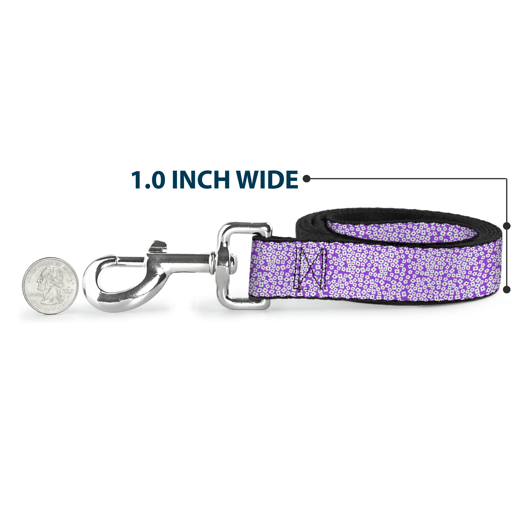 Dog Leash - Ditsy Floral Lavender/White/Black Dog Leashes Buckle-Down