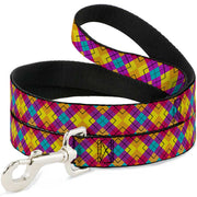 Dog Leash - Diamond Plaid Orange/Yellow/Blue/Purple/Fuchsia Dog Leashes Buckle-Down