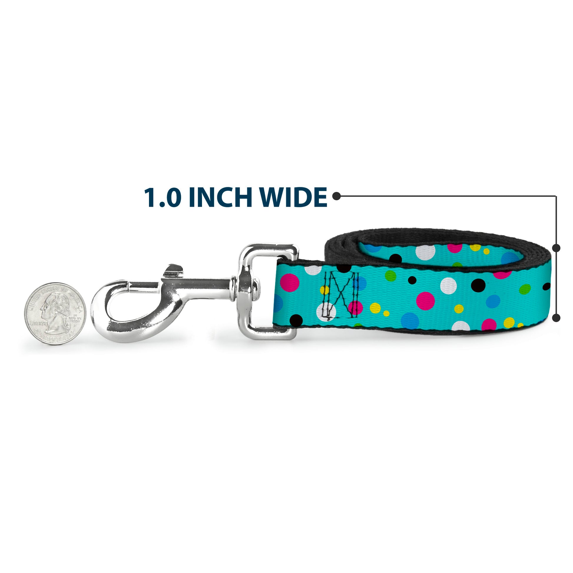 Dog Leash - Dots Seafoam Green/Multi Pastel Dog Leashes Buckle-Down