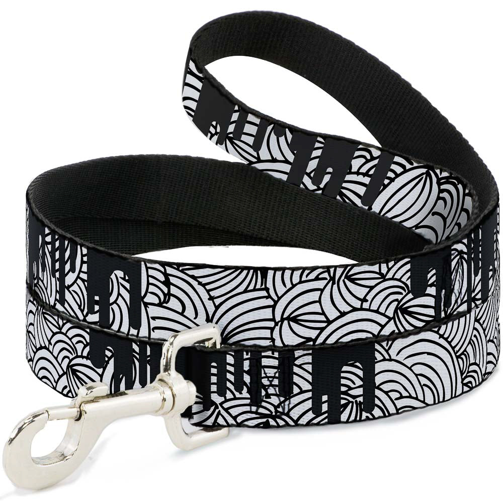 Dog Leash - Doodle1/Paint Drips White/Black Dog Leashes Buckle-Down