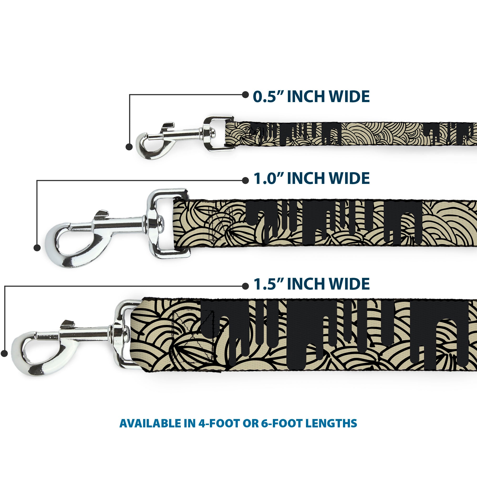 Dog Leash - Doodle1/Paint Drips Cream/Black Dog Leashes Buckle-Down