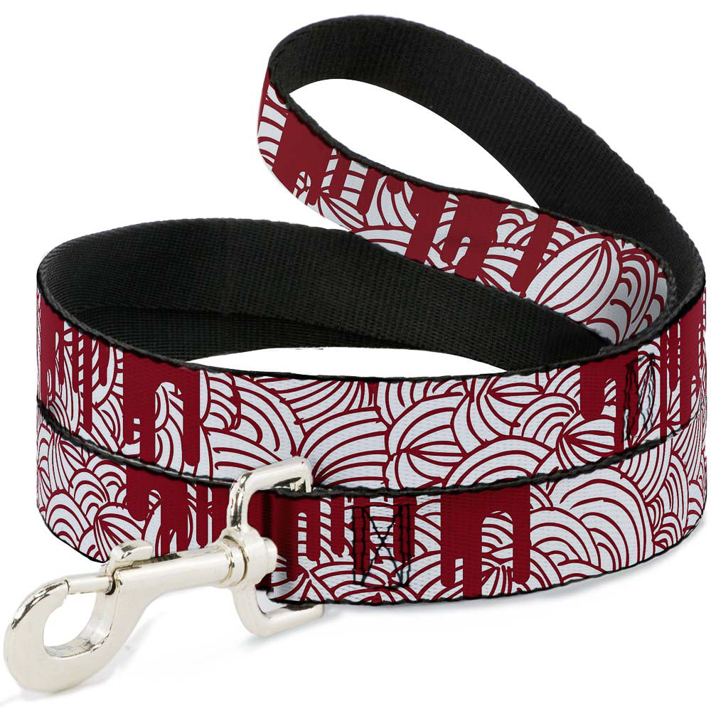 Dog Leash - Doodle1/Paint Drips White/Red Dog Leashes Buckle-Down