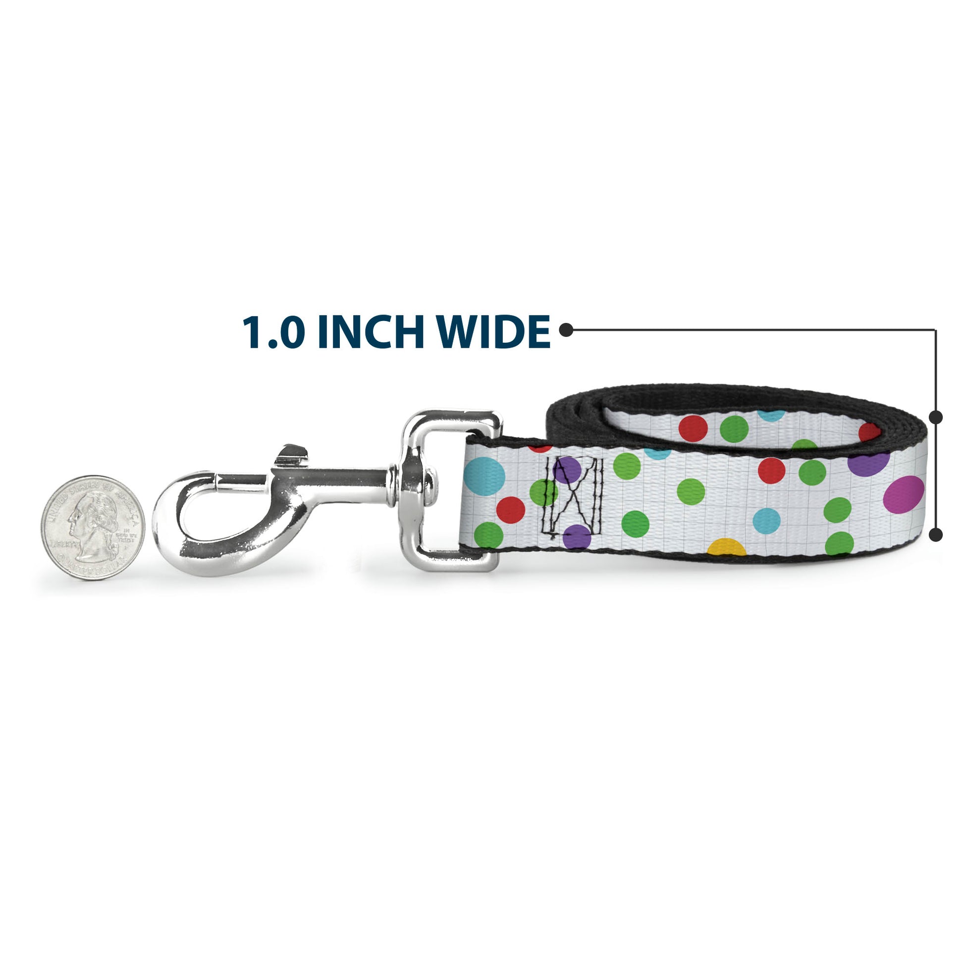 Dog Leash - Dots/Grid White/Gray/Multi Color Dog Leashes Buckle-Down